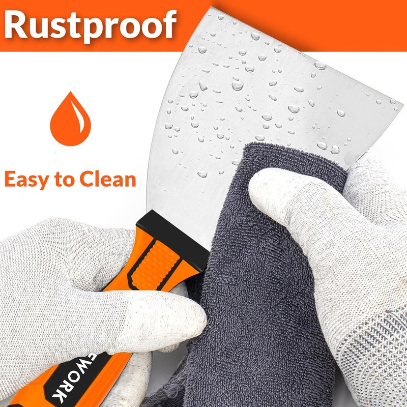 Matework 4 Inches Spackle Knife Tools, Putty Scraper, Ergonomic Grip Tapping With Hammer End for Drywall Work - Image 4